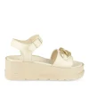 Sandales BEIGE Femme CUIR Motif Chaîne Boucle