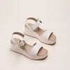Sandales BEIGE Femme CUIR Motif Uni Boucle