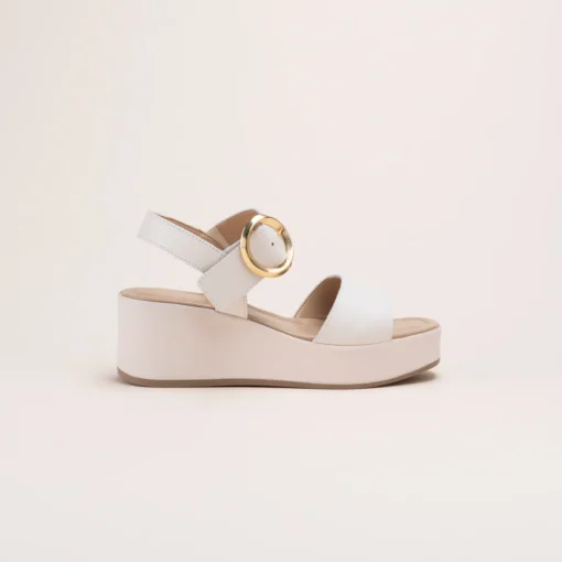 Sandales BEIGE Femme CUIR Motif Uni Boucle