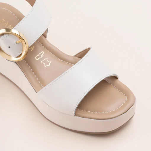 Sandales BEIGE Femme CUIR Motif Uni Boucle