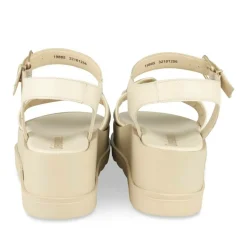 Sandales BEIGE Femme CUIR Motif Chaîne Boucle