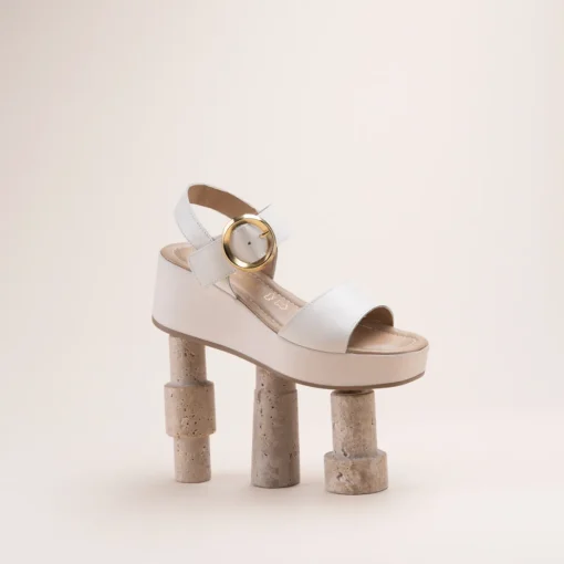 Sandales BEIGE Femme CUIR Motif Uni Boucle