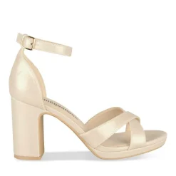 Sandales BEIGE Femme Motif Uni Boucle