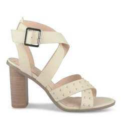Sandales BEIGE Femme Motif Clouté Boucle