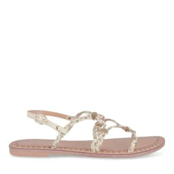 Sandales BEIGE Femme Motif Tressé Boucle