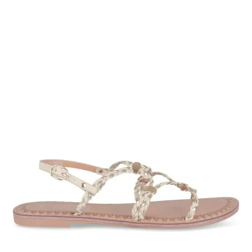 Sandales BEIGE Femme Motif Tressé Boucle