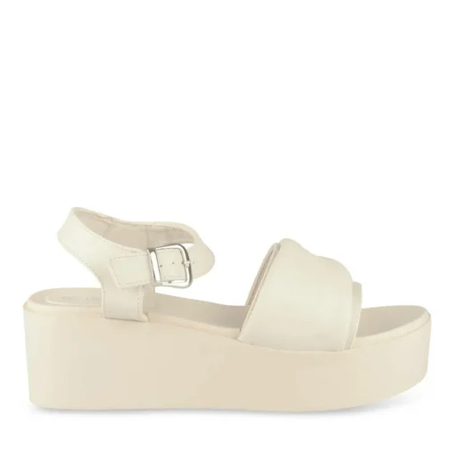 Sandales BEIGE Femme Motif Uni Boucle