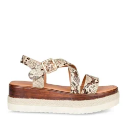 Sandales BEIGE Femme Motif Uni Boucle