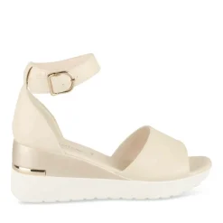 Sandales BEIGE Femme Motif Uni Boucle