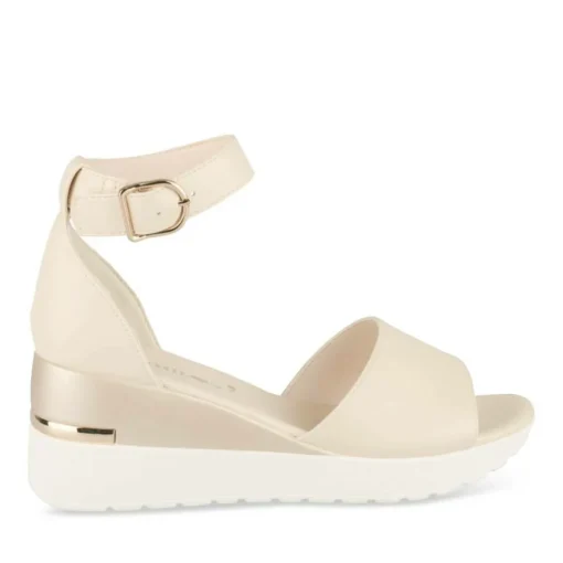 Sandales BEIGE Femme Motif Uni Boucle