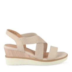 Sandales BEIGE Femme Motif Uni Elastique