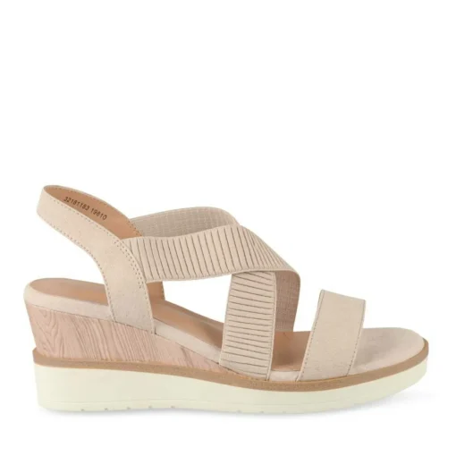 Sandales BEIGE Femme Motif Uni Elastique