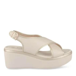 Sandales BEIGE Femme Motif Uni Boucle