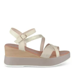 Sandales BEIGE Femme Motif Paillettes Boucle