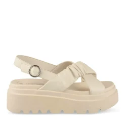 Sandales BEIGE Femme Motif Uni Boucle