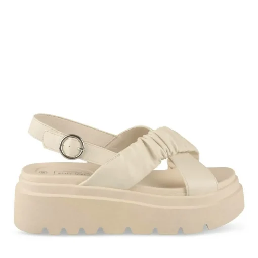 Sandales BEIGE Femme Motif Uni Boucle