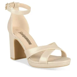 Sandales BEIGE Femme Motif Uni Boucle