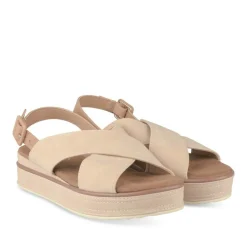 Sandales BEIGE Femme Motif Uni Boucle