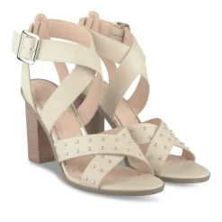 Sandales BEIGE Femme Motif Clouté Boucle
