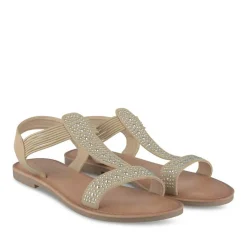 Sandales BEIGE Femme Motif Clouté Elastique