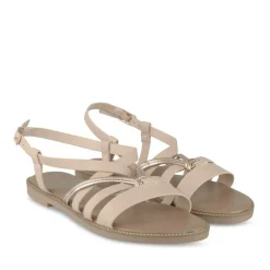 Sandales BEIGE Femme Motif Paillettes Boucle