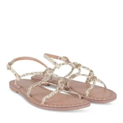Sandales BEIGE Femme Motif Tressé Boucle