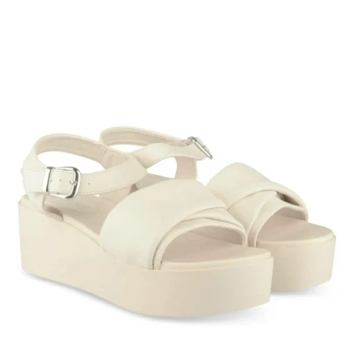 Sandales BEIGE Femme Motif Uni Boucle