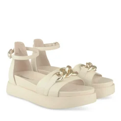 Sandales BEIGE Femme Motif Chaîne Boucle