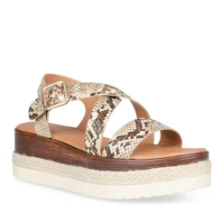 Sandales BEIGE Femme Motif Uni Boucle