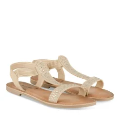 Sandales BEIGE Femme Motif Clouté A Enfiler
