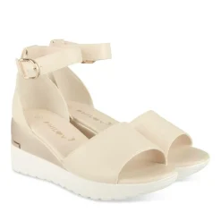 Sandales BEIGE Femme Motif Uni Boucle