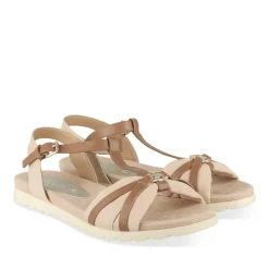 Sandales BEIGE Femme Motif Uni Boucle