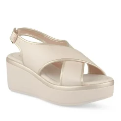 Sandales BEIGE Femme Motif Uni Boucle