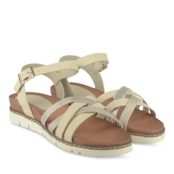Sandales BEIGE Femme Motif Paillettes Boucle