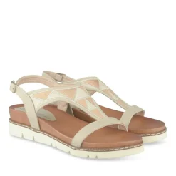 Sandales BEIGE Femme Motif Uni Boucle