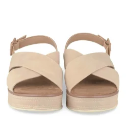 Sandales BEIGE Femme Motif Uni Boucle