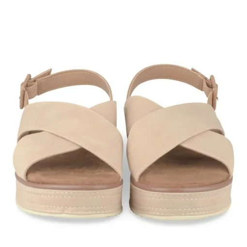 Sandales BEIGE Femme Motif Uni Boucle