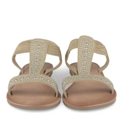 Sandales BEIGE Femme Motif Clouté Elastique