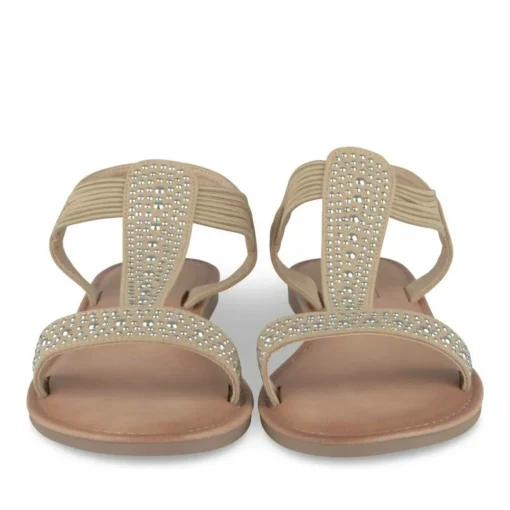 Sandales BEIGE Femme Motif Clouté Elastique