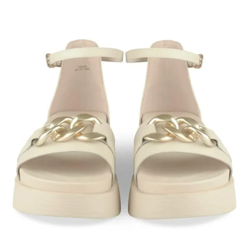 Sandales BEIGE Femme Motif Chaîne Boucle