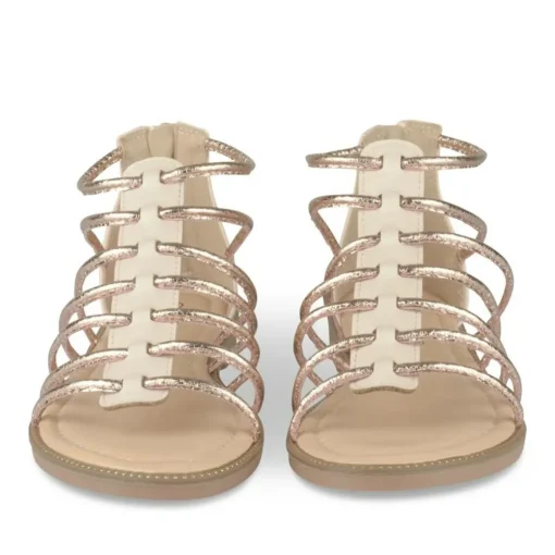 Sandales BEIGE Femme Motif Uni Fermeture éclair
