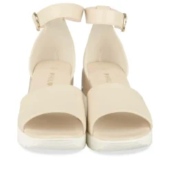 Sandales BEIGE Femme Motif Uni Boucle