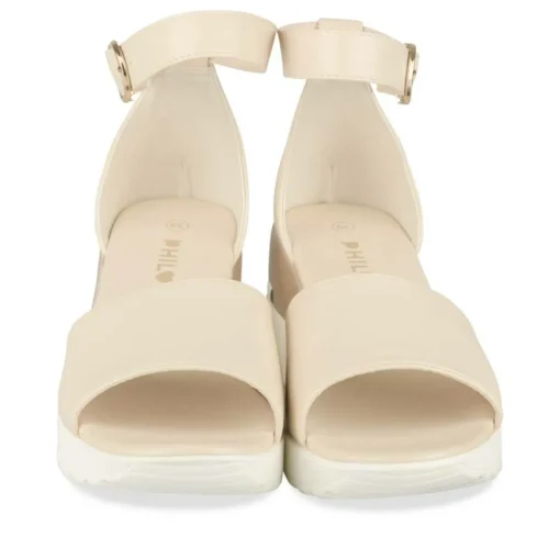 Sandales BEIGE Femme Motif Uni Boucle