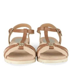 Sandales BEIGE Femme Motif Uni Boucle