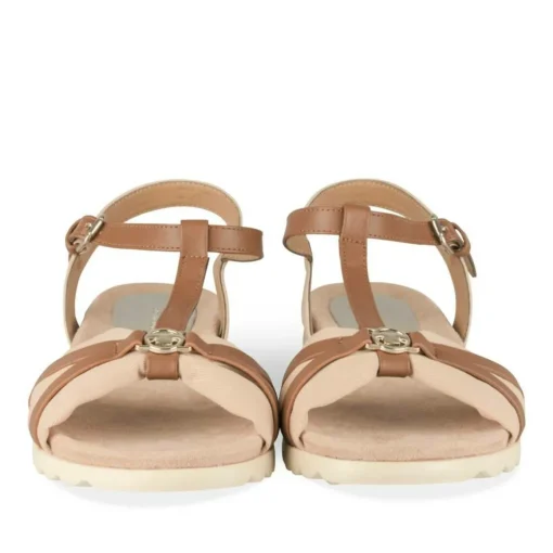 Sandales BEIGE Femme Motif Uni Boucle