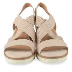 Sandales BEIGE Femme Motif Uni Elastique