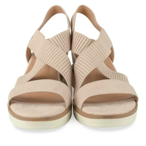 Sandales BEIGE Femme Motif Uni Elastique