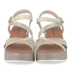 Sandales BEIGE Femme Motif Paillettes Boucle