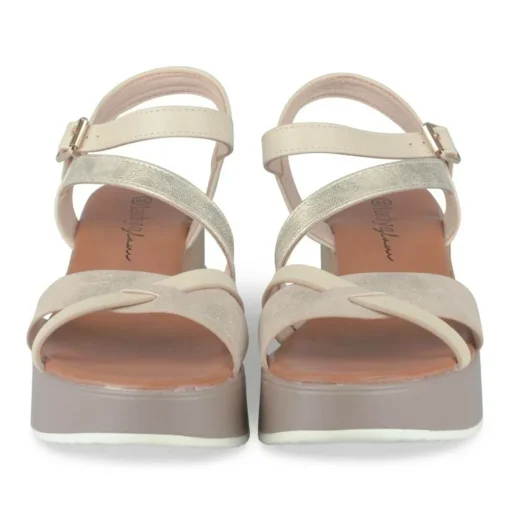 Sandales BEIGE Femme Motif Paillettes Boucle