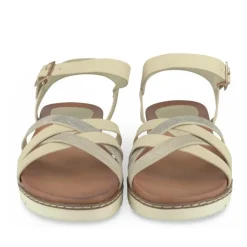Sandales BEIGE Femme Motif Paillettes Boucle